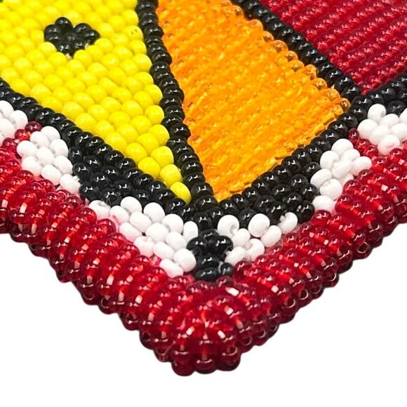 VTG Handmade Native American Beaded Belt Buckle Red Yellow Orange Pow Wow Boho - Picture 8 of 14